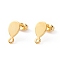 201 Stainless Steel Stud Earring Findings, with 304 Stainless Steel Pins, Horizontal Loops and Ear Nuts, Teardrop, Real 24K Gold Plated, 13x7mm, Hole: 1.4mm, Pin: 0.8mm