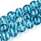 Handmade Foil Glass Beads Strands, Round, with Stripe, Dark Turquoise, 9.5~10.5mm, Hole: 1.2~1.6mm, about 38~40pcs/strand, 14.17~15.35 inch(36~39cm)