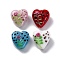 Handmade Lampwork Beads, Heart with Flower, Mixed Color, 18.5x18x8.5mm, Hole: 2.5mm