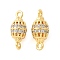 Brass Micro Pave Cubic Zirconia Connector Charms, Grenade Shape, Real 18K Gold Plated, 14.5x6mm, Hole: 1.4mm