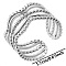Stainless Steel Wave Open Cuff Ring for Unisex, Simple Adjustable Ring, Stainless Steel Color