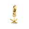 304 Stainless Steel Pendant Decorations, Ion Plating(IP), with Lobster Claw Clasp, Real 14K Gold Plated, Starfish, 10.5x7x1.5mm