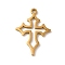 304 Stainless Steel Pendants, Laser Cut, Cross Charm, Real 14K Gold Plated, 22x16x1mm, Hole: 1.5mm
