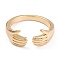 Brass Cuff Rings, Open Rings, Long-Lasting Plated, Hands, Real 18K Gold Plated, 2.5~7.5mm, Inner Diameter: 16.4mm