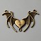 Alloy Chandelier Components Links, 3-Loop, Wing with Heart, Antique Bronze, 25x41.5x2.5mm, Hole: 1.6mm
