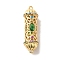Brass Pave Colorful Cubic Zirconia Connector Charmss, Column Links, Golden, 32x10mm, Hole: 1.2mm