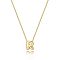 Brass Initial Pendant Box Chain Necklaces for Women, Golden, Letter R, 16.54 inch(42cm)