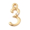 Brass Micro Pave Cubic Zirconia Charms, Nickel Free, Number, Real 18K Gold Plated, 14x7x2mm, Hole: 1.4mm