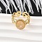 304 Stainless Steel Cuff Rings for Women, with Resin, Real 18K Gold Plated, Oval, 12.5x10.5mm