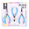 Steel Pliers Set, with Plastic Handles, including Side Cutter Pliers, Round Nose Plier, Needle Nose Wire Cutter Plier, Sky Blue, 113~126x48~52x6~10mm, 3pcs/set