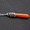 Synthetic Goldstone Faceted Bullet Point Pendant Necklaces, Bullet Head, Alloy Cable Chain Necklaces, Platinum, 15.75 inch(40cm)