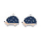 Rack Plating Alloy Enamel Hedgehog Pendants, Cadmium Free & Nickel Free & Lead Free, Platinum, Marine Blue, 19x22x1mm, Hole: 1.6mm