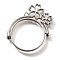 Rotatable Alloy Swivel Open Back Bezel Pendants, For DIY UV Resin, Epoxy Resin, Cadmium Free & Nickel Free & Lead Free, Flat Round with 5-Petal Flower, Platinum, 37.5x38x3.5mm, Hole: 1.6mm