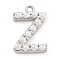 Plastic Imitation Pearl Pendants, with Eco-friendly Brass Findings, Lead Free & Cadmium Free, Letter Charms, Letter Z, 14x9.5x3mm, Hole: 1.4mm