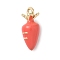 Alloy Enamel Pendants, Vegetable Charms, Golden, Carrot, 14.5x6mm, Hole: 1.4mm