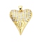 Brass Micro Pave Cubic Zirconia Pendants, Heart Charms, Rack Plating, Lasting Plated, Cadmium Free & Lead Free, Heart, 26x22x7mm, Hole: 5x3.5mm