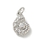 Brass Micro Pave Clear Cubic Zirconia Pendants, with Jump Ring, Sea Animals Charms, Shell Shape, 14x9x3.5mm, Hole: 3mm