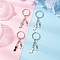 Alloy Enamel Pendant Keychains, with Iron Split Key Rings, Cat Shape with Fishbone, Mixed Color, 72mm