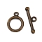 Brass Toggle Clasps, Antique Bronze, Ring: 14x11x2mm, Hole: 1.5mm, Bar: 19x6mm