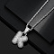Brass Micro Pave Clear Cubic Zirconia Chunky Initial Pendant Necklaces, Platinum, Letter K, 19.69 inch(50cm)