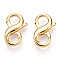 Brass Hook Clasps, 8 Shape, Real 18K Gold Plated, 16.5x10.5x4mm, Hole: 4.5x4.5mm