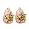 Light Gold Tone Alloy Enamel Pendants, Flower Charms, with ABS Imitation Pearl and  Glitter Powder, Rack Plating, Teardrop, 31x20.5x10.5mm, Hole: 2mm