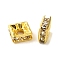 Brass Rhinestone Spacer Beads, Square, Crystal, 6x6x2.5mm, Hole: 1.8mm