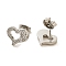 304 Stainless Steel Micro Pave Clear Cubic Zirconia Stud Earrings, Heart, Stainless Steel Color, 9x11.5mm