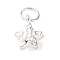 925 Sterling Silver Textured Star Charms with Jump Rings, Silver, 9.5x7.5x4mm, Hole: 4mm