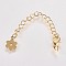 Long-Lasting Plated Brass Chain Extender, with Lobster Claw Clasps and Flower Tips, Real 18K Gold Plated, 71x3mm, Hole: 2.5mm