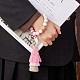 Bracelet porte-clés bracelet porte-clés en perles de silicone avec pompon style bohème porte-clés poignet pour femmes et filles JX287B-6