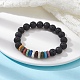 Bracelets extensibles en perles de lave naturelles teintes pour enfants BJEW-JB09666-2
