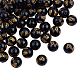 Olycraft Natural Obsidian Round Carved Om Mani Padme Hum Beads Strands G-OC0001-35-1