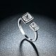 真鍮ガラスラインストーンのカフスリング  オープンリング  結婚指輪  長方形  プラチナ  サイズ8  18.1mm RJEW-BB16764-8P-4