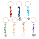 2 набор брелоков с кристаллами драгоценных камней чакры и стеклянными бусинами KEYC-HY0001-23-1