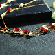 Plaqué 18k or véritable strass en alliage et rond acrylique colliers de perles pendentif pompon pull NJEW-DD0009-162D-3