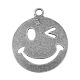Antique Silver Tibetan Style Hammered Smile Face Pendants X-TIBEP-A14732-AS-LF-2