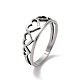 201 anillo de dedo de corazón hueco de acero inoxidable para el día de San Valentín RJEW-J051-35P-1