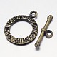 Brass Carved Ring Toggle Clasps KK-L116-03AB-NF-1