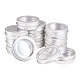 BENECREAT 25PCS 60ml Aluminum Tin Jars Round Aluminum Tin Cans Cosmetic Containers with Clear Window Screw Lids for DIY Crafts Candle Cream Makeup-Platinum CON-BC0005-44-1