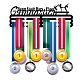 Ph pandahall メダル ハンガー ホルダー ディスプレイ ラック 体操 メダル ハンガー アワード リボン チア 3 ライン スポーツ アワード ラック ウォール マウント アイアン フレーム 50 個以上のメダル ネックレス ジュエリー 15.75 インチ ODIS-WH0021-062-1