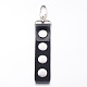 Black Leather Keychain with 4 Brass Snaps and Alloy Key Clasps Fit Snap Charms X-KEYC-R006-05-2