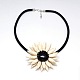 Lady's Synthetic Turquoise Flower Pendant Necklaces NJEW-O027-01B-1