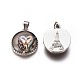 Flat Round with Owl Antique Silver Alloy Glass Pendants PALLOY-J688-04AS-2