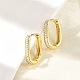 Овальные серьги-кольца из латуни с микропаве из прозрачных кубических цирконий EJEW-D311-141G-3