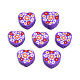 手作り樹脂粘土ビーズ  花とハート  暗紫色  9x10x4.5mm  穴：1.2mm CLAY-T019-13F-1