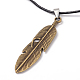 Feather Couples Leather Pendant Necklaces for Valentine's Day NJEW-P127-048-3