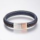 Braided Leather Cord Bracelets BJEW-H561-09G-2