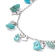 Synthetic Turquoise Chips & Heart Charms Anklet AJEW-AN00512-01-3