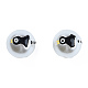 ABSプラスチックパール調ビーズ  エナメル  鳥とのラウンド  ブラック  12x11.5mm  穴：2mm KY-N015-146-3